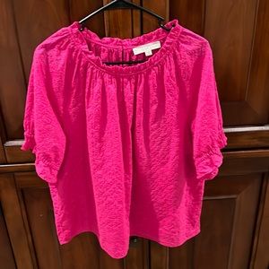 Loft Womens Eyelet Top With Ruffle Sleeves